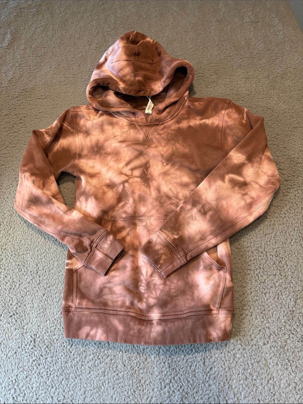 Lululemon All Yours Hoodie in a brown and pink tie-dye fleece pattern size 2 S